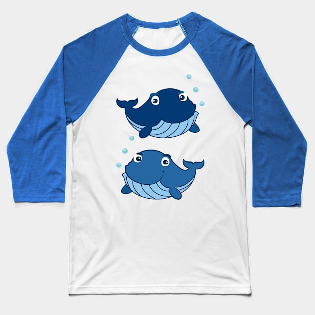 Blue Whales Baseball T-Shirt by Tesszero